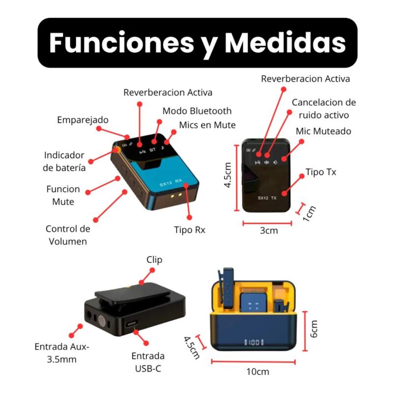 MICRÓFONO PROFESIONAL SX12 - 4 MICRÓFONO PROFESIONAL SX12
